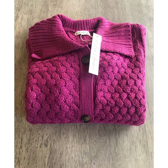 For Love and Lemons Florence Magenta Basket Weave Cardigan - XS - Picture 6 of 6
